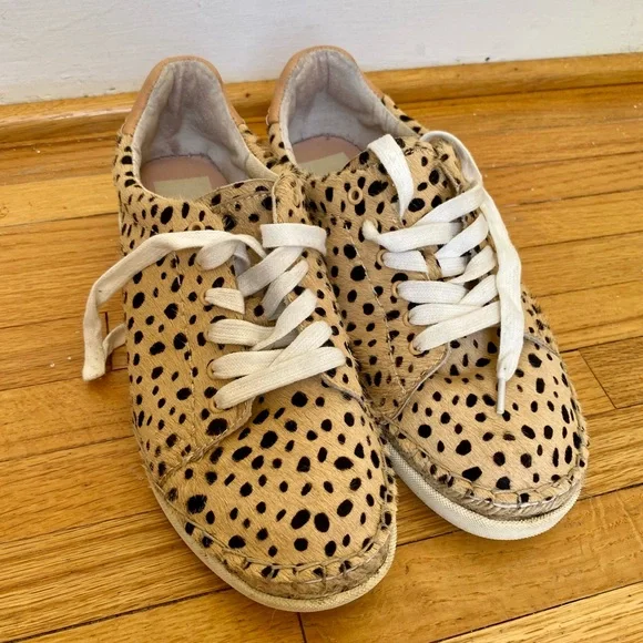 Leopard Animal Print Genuine Cow Hide Leather Dolce Vita Sneakers Espadrille 7.5 - Picture 6 of 10
